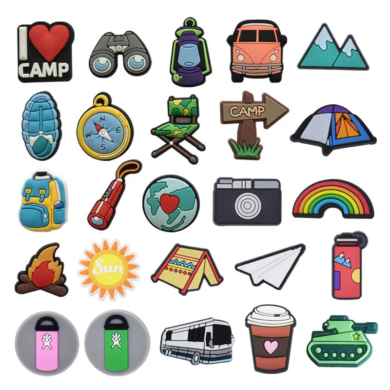 Abalorio de PVC para zapatos de acampada al aire libre para Crocs, hebilla para niños, alfileres de decoración, accesorios para zapatos Vaqueros,