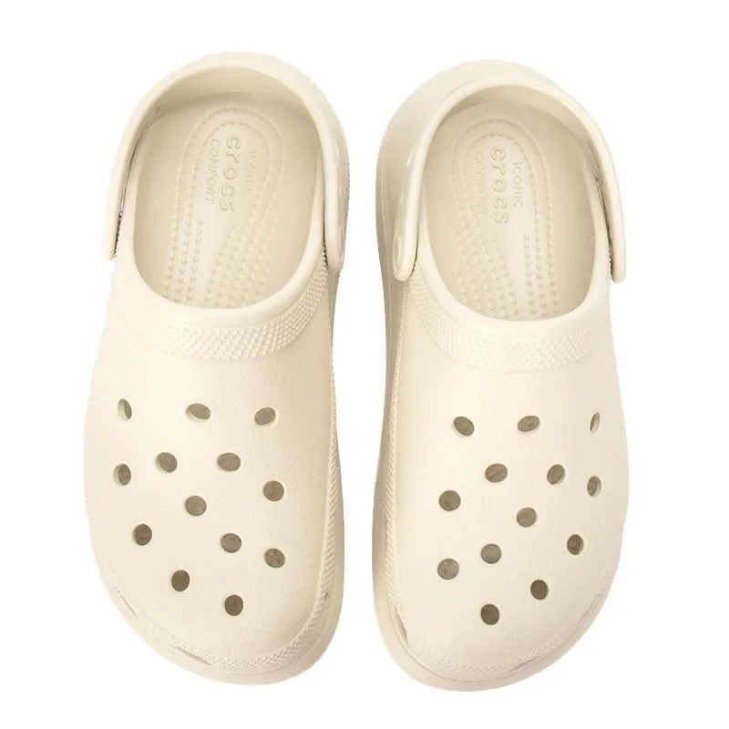 Crocs Classic Clog Thick-Soled Platform Mega Crush Casual Sandals Women Closed-Toe Slip-Ons Outdoor Breathable Beach Shoes