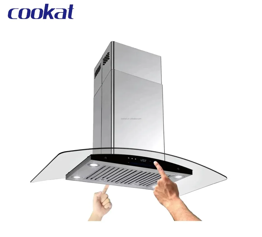 Eletrodomésticos para montagem na parede, exaustor canalizado/sem dutos com ventilador de 4 velocidades, exaustor de aço inoxidável durável