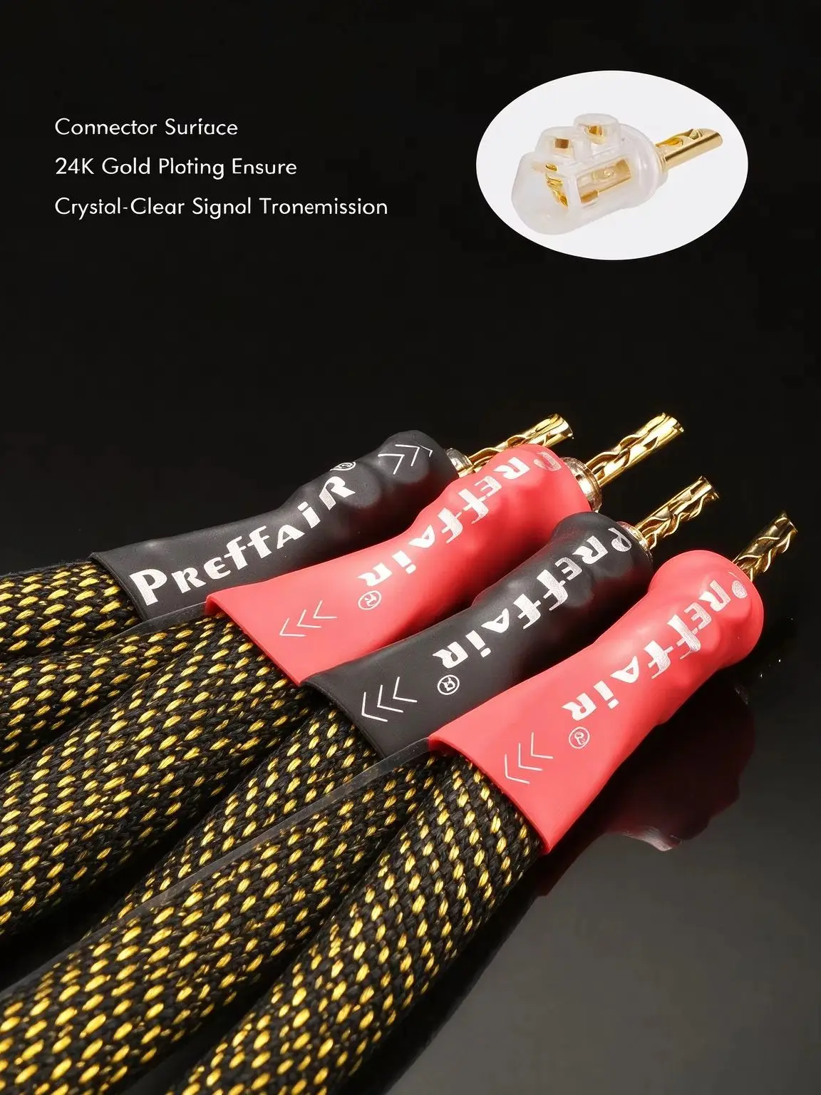 4 sztuki kabli połączeniowych 8NOCC, mostek Val do okablowania głośników, kabel audio mostkowy/połączeniowy, złącza bananowe na widełki, rozdzielacz dwuliniowy. — zdjęcie produktu 6
