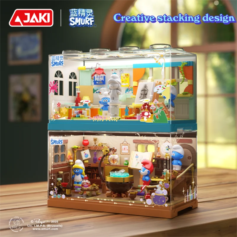 

Smurfs Magic House Картина Модель комнаты Строительные блоки Мультяшная сцена Модель Кирпичи с пылезащитным чехлом Детские игрушки «сделай сам» Праздничные подарки