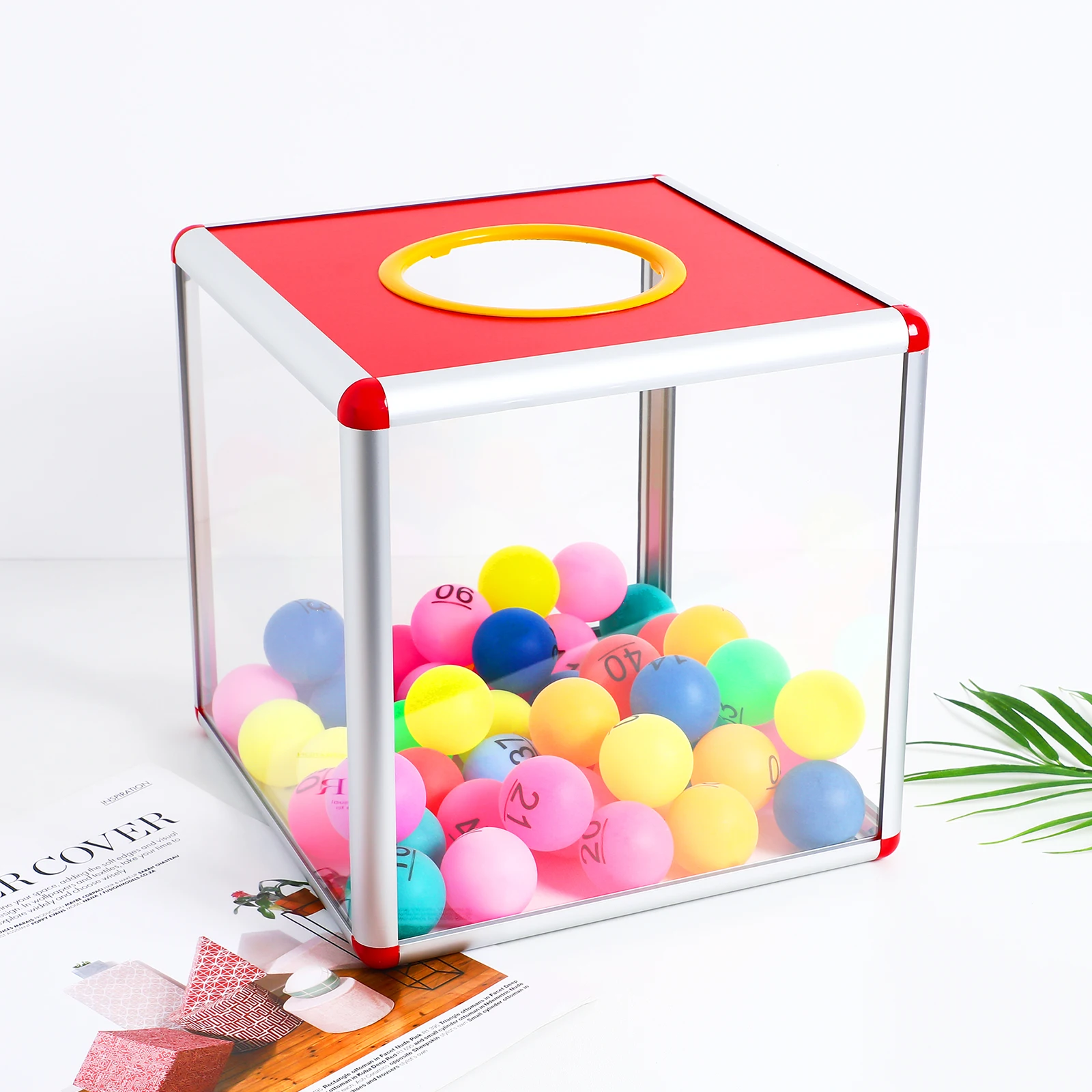 

Raffle Prize Red Lottery Case Donation Boxes Metal Ballot Box Suggestion Box for Party Office Bin Ticket Stub Storage Container