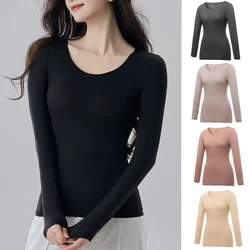 1pcs Women's Ultrathin Thermal Underwear High elasticity Plus Size Constant Temperature Seamless Long Sleeve Bottoming Tops