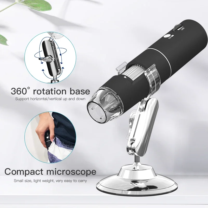Electronic Microscope 1000X Digital Zoom Wifi Wireless 8LED 360 Rotation Base Microscope Biologique for Outdoor Science Teaching