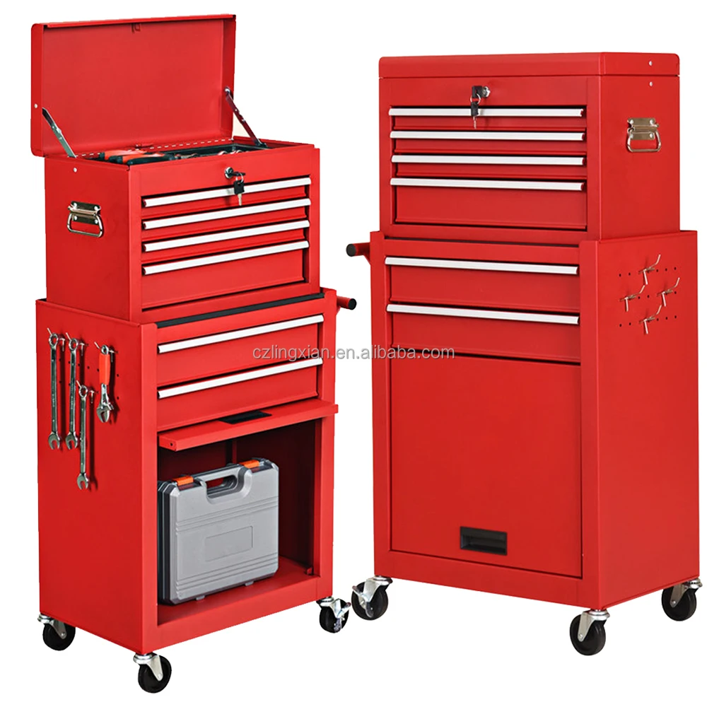 

Workshop 23.5" W 6 Drawer Combination Set Rolling Tool Box Cabinet Garage Metal Tool Cabinets Combo With Wheels