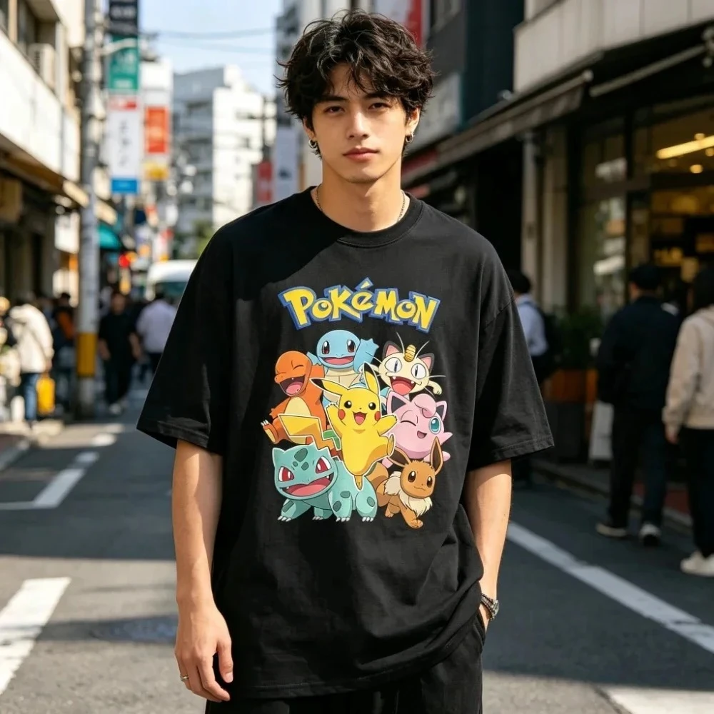 2026 Hot Sale Pokemon All Characters T-shirt Anime Cartoon Tee Men Women Casual Short Sleeve Summer Top for Fans Gift Cotton Top