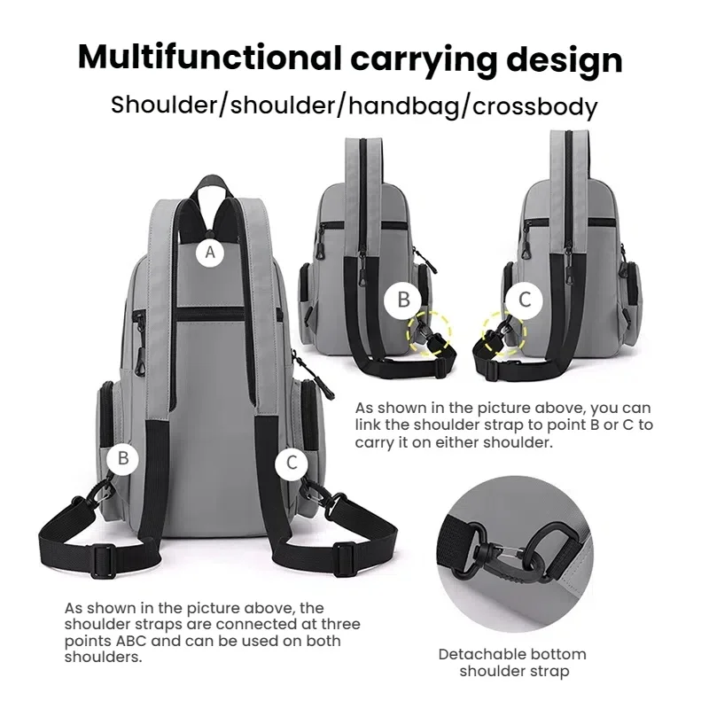 유행하는 다기능 가슴 가방, 사이클링 가슴 가방, 남성용 미니 백팩, 일상 출퇴근, 야외 스포츠, 여행에 적합