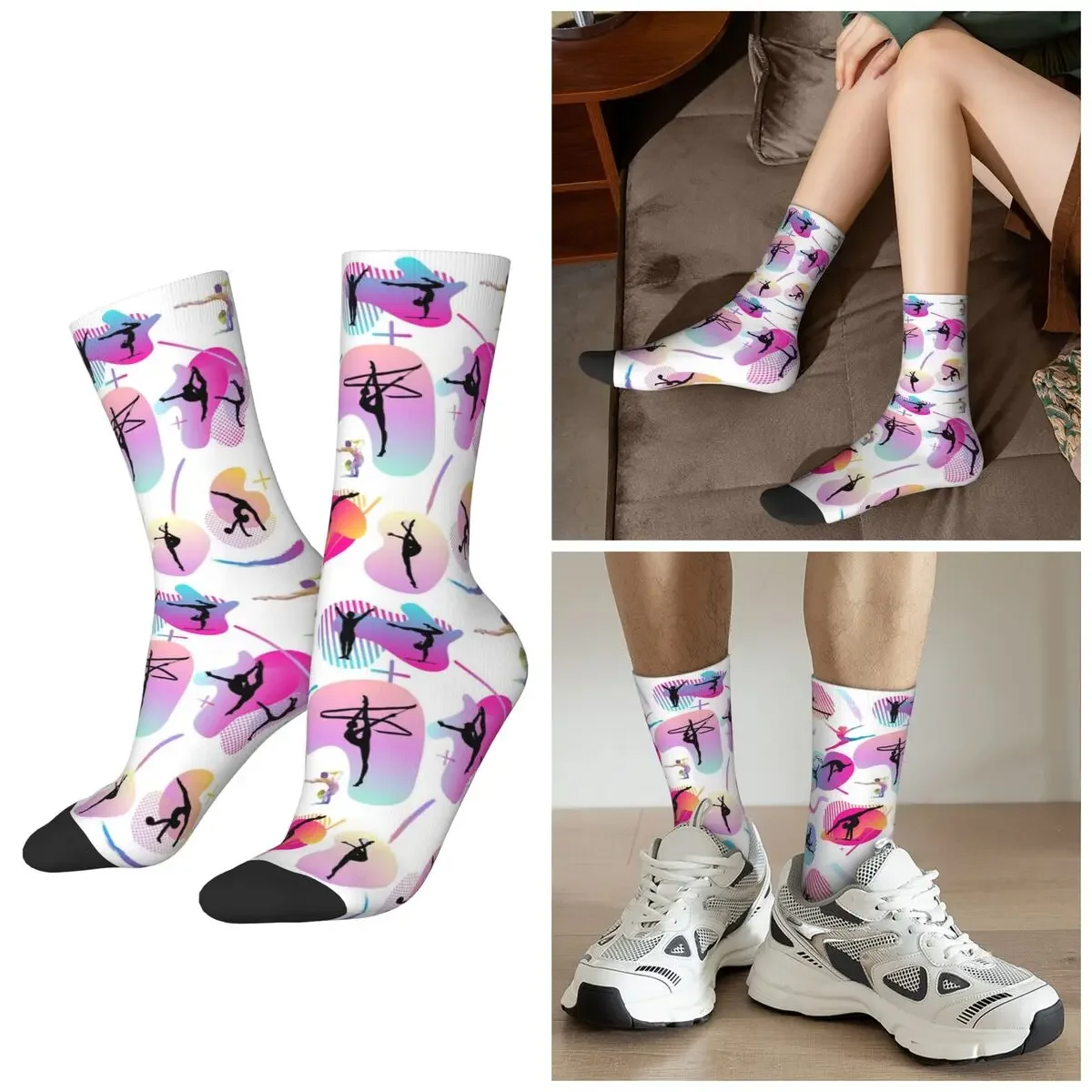 

All Seasons Gymnastics Print Socks Harajuku Crew Socks Funny Stockings for Men Women Valentine's Day Gifts