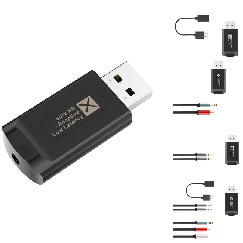 

USB Bluetooth 5.2 Audio Transmitter,Switchable APTX Adptive,Support 1 To 2,Driver-Free,With 3.5Mm AUX Port,For PS4/PS5