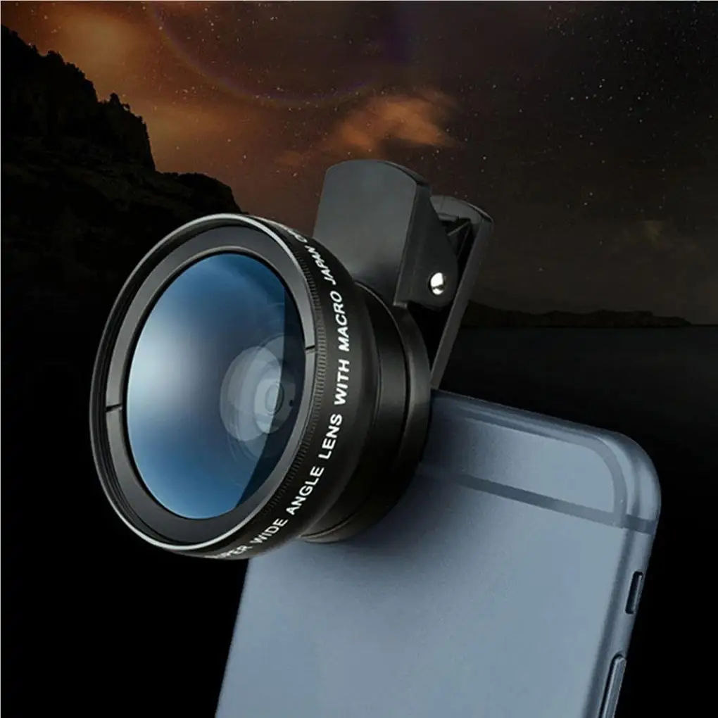 Phone Lens 0.45X Wide Angle Lens Fish Eye Lenses High-definition Camera Lens Kits with Clip for Mobile Phones Silver