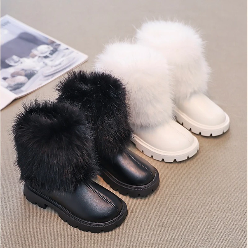 Furry Girl Boot 2025Autumn New Brand Women Shoe Fashion Women Boot Soft Soled Mid Heeled Boot Banquet Fashion Boots Botas Mujer