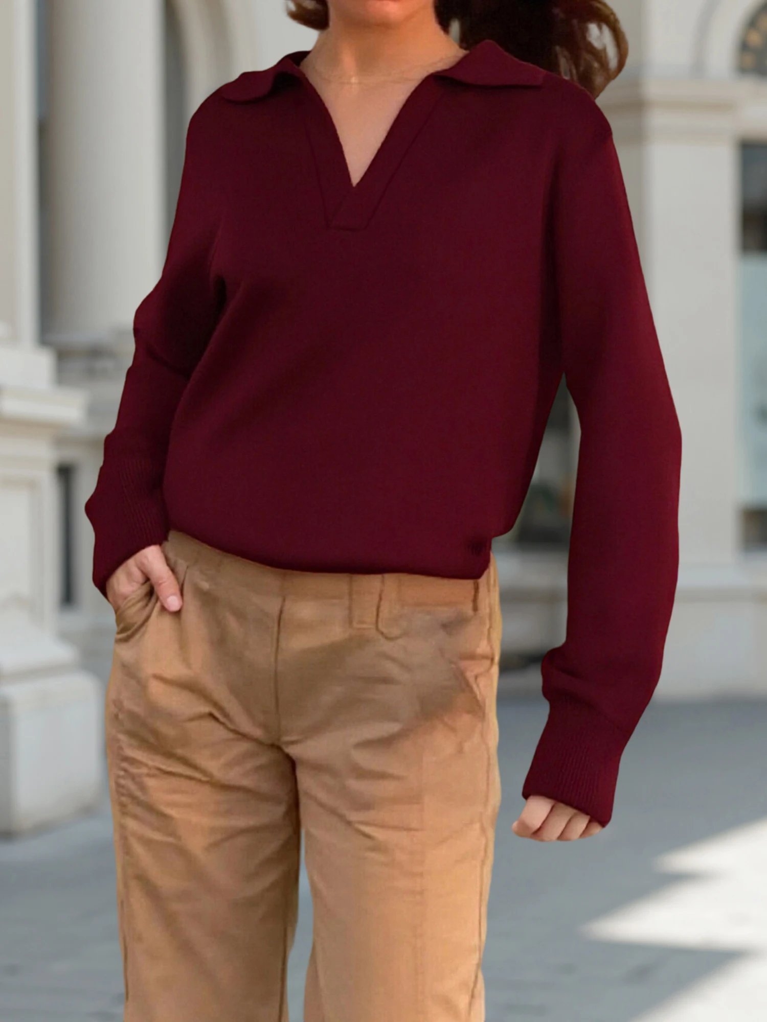 Stylish Women s Oversized Knit Sweaters with Long Sleeves and Turn Down Collar in Solid Colors - Loose Fit Pullovers for