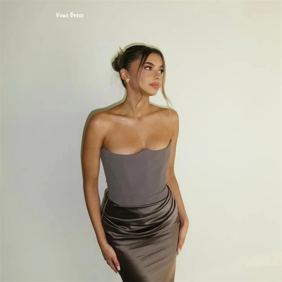 Vows Satin tissu robes sur mesure ligne une femmes robe de soirée 2025 robe de bal robe bustier tubulaire robes pour luxe fête bal