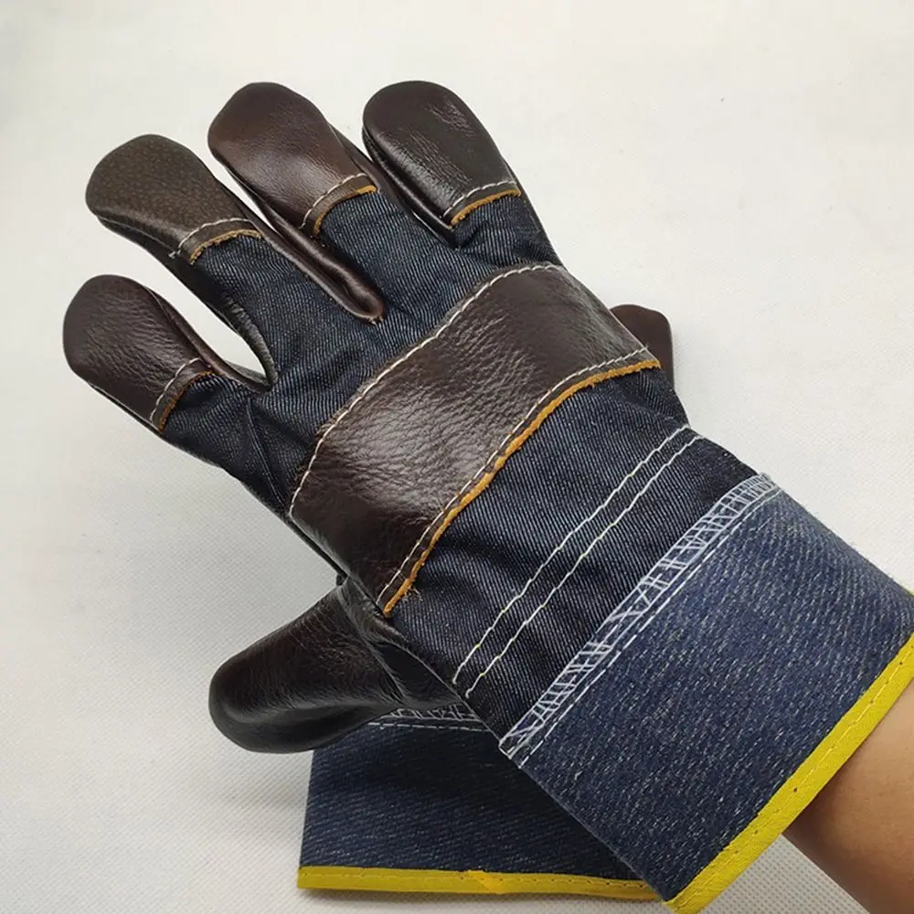 

1 Pair Abrasion Resistant Cowhide Welding Gloves Labor Protection Heat Resistant Leather Work Gloves Thickened