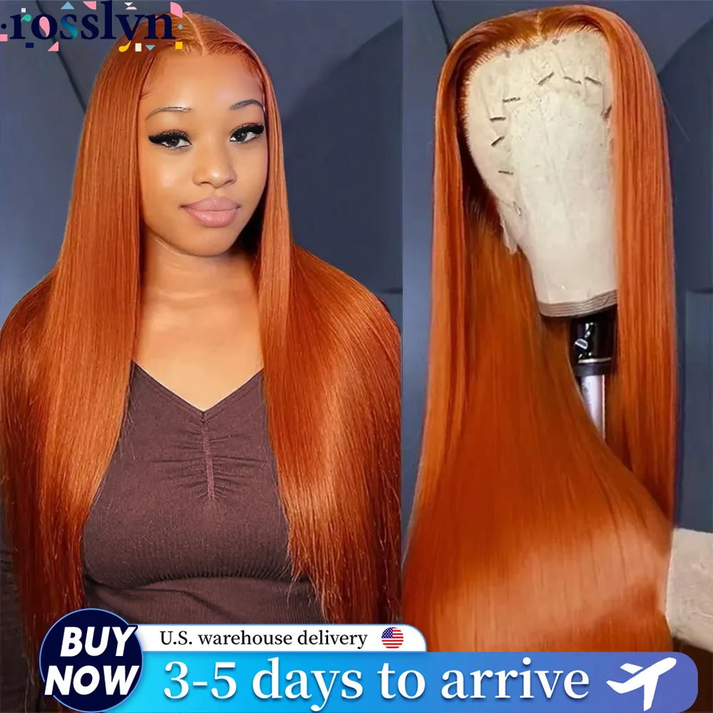 

Rosslyn Bone Straight Human Hair Wig Ginger Wig Human Hair 350 HD Lace Wig 13x6 Brazilian Wigs Original Bleached Knoted