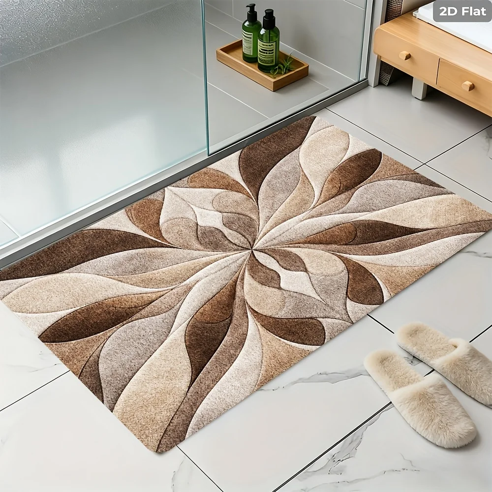 Neutral Tone Abstract Swirl Door Mat Modern Geometric Flower Pattern Decorative Rug Entryway Hall Home Decoration Carpet