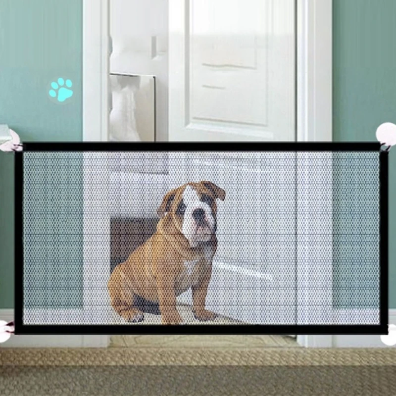 Retractable Pet Isolation Net Pet Gate for Stairs and Doorways Indoor and Outdoor Foldable Safety Gate Punch-free Fence Dropship