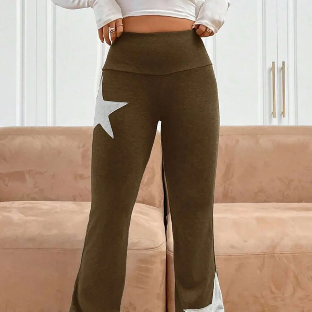 Lässige, gerade Leggings in voller Länge, Hose mit mittlerer Taille, bequemes Basic-Design, modische Leggings für Damen