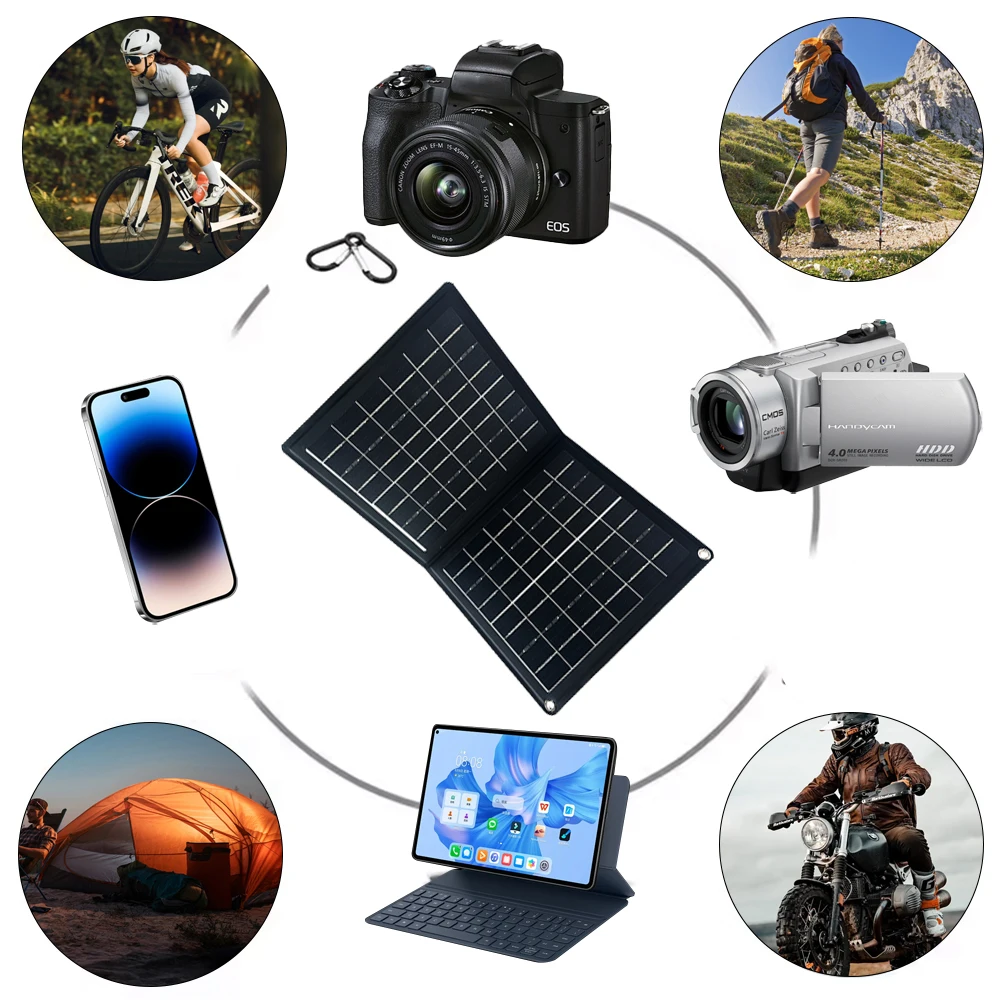 Afbeelding 7: SOECOPO 800W draagbaar zonnepaneel opvouwbare powerbank USB + type - C 5V / 2.4A campingoplaadtelefoon buitenactiviteiten Praktisch