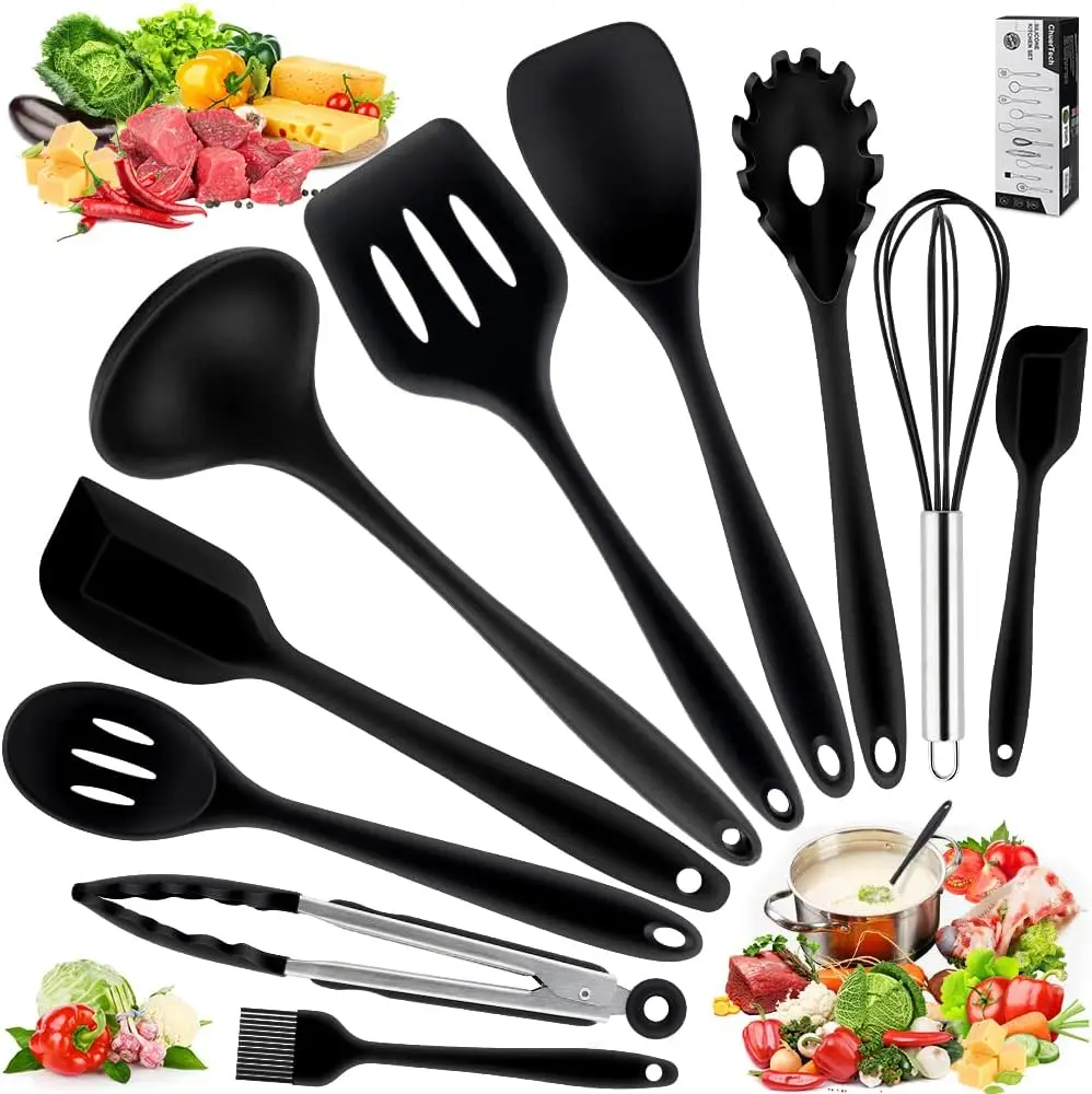 

10Pcs Silicone Cooking Utensils Kitchenware Set Wooden Handle Kitchen Cooking Tool Non-stick Cookware Spatula Shovel Egg Beaters