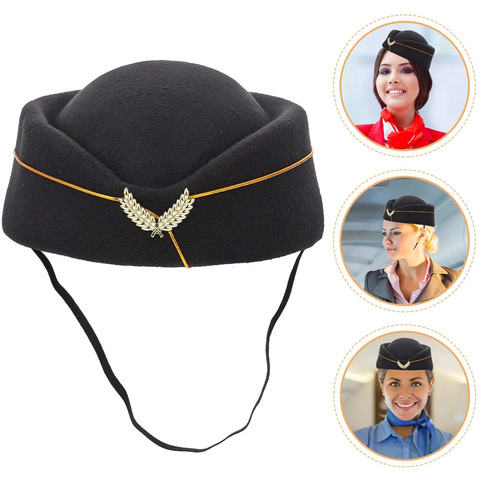 Dress Stewardess Beret Miss Toddler Hats High Ponytail for Women Woolen Flight Attendant Airplane Hostess