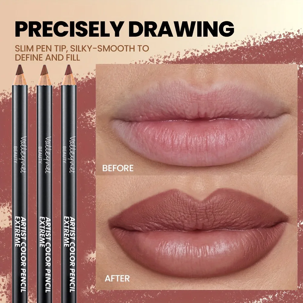 6 個セット超極細木製リップライナーセットヌードブラウンベルベットマット長持ち防水リップコンボセットメイクアップチュートリアル化粧品