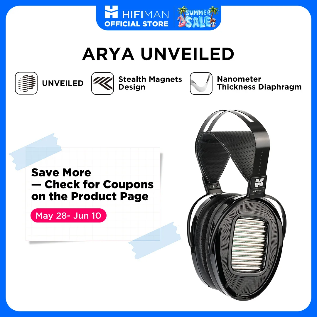 HIFIMAN Arya Unveiled Full-Size Over Ear Planar Magnetic Headphone with Stealth Magnets