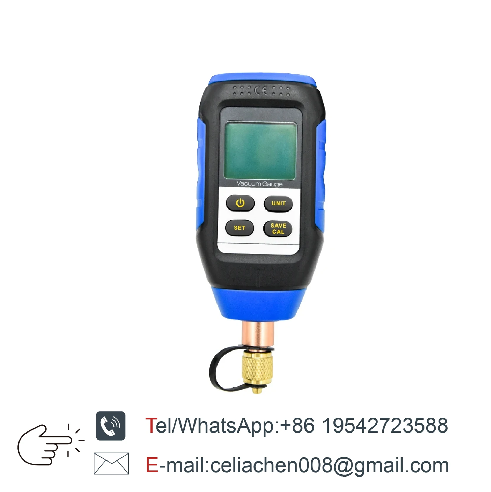 مقياس فراغ رقمي VMV-1 مقياس ضغط مطلق إلكتروني عالي الدقة لأدوات التبريد مع شاشة LCD وتوصيل نحاسي