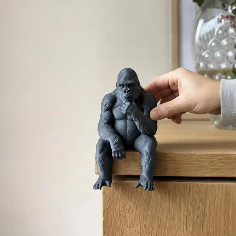 Cute Sitting Gorilla Figurine Cartoon Resin Statue Ornament for Student Dorm Desk Home Decor