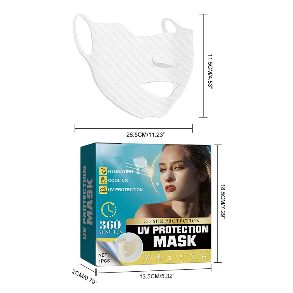 Outdoor Hiking UV Protective Mask Universal Sunscreen Facial Mask Moisturizing Breathable Sun Protection Face Patch 1/2/3/5pcs