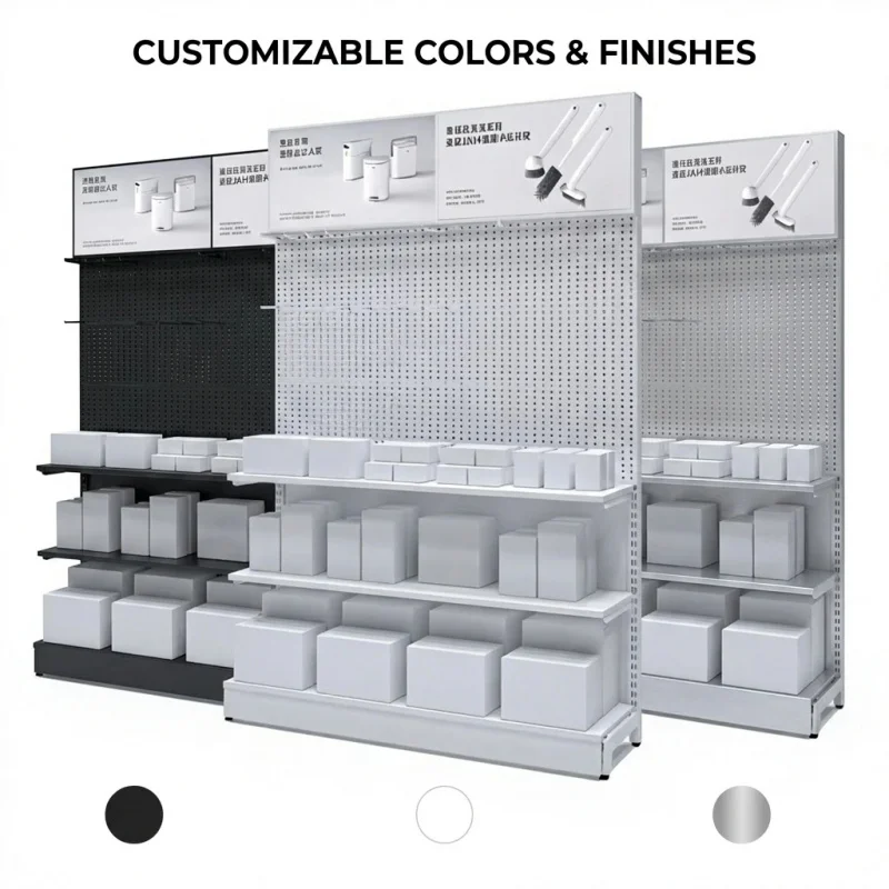 custom.Custom Color LED Supermarket Display Shelf Professional Powder Coating Waterproof Durable Retail Consistency De