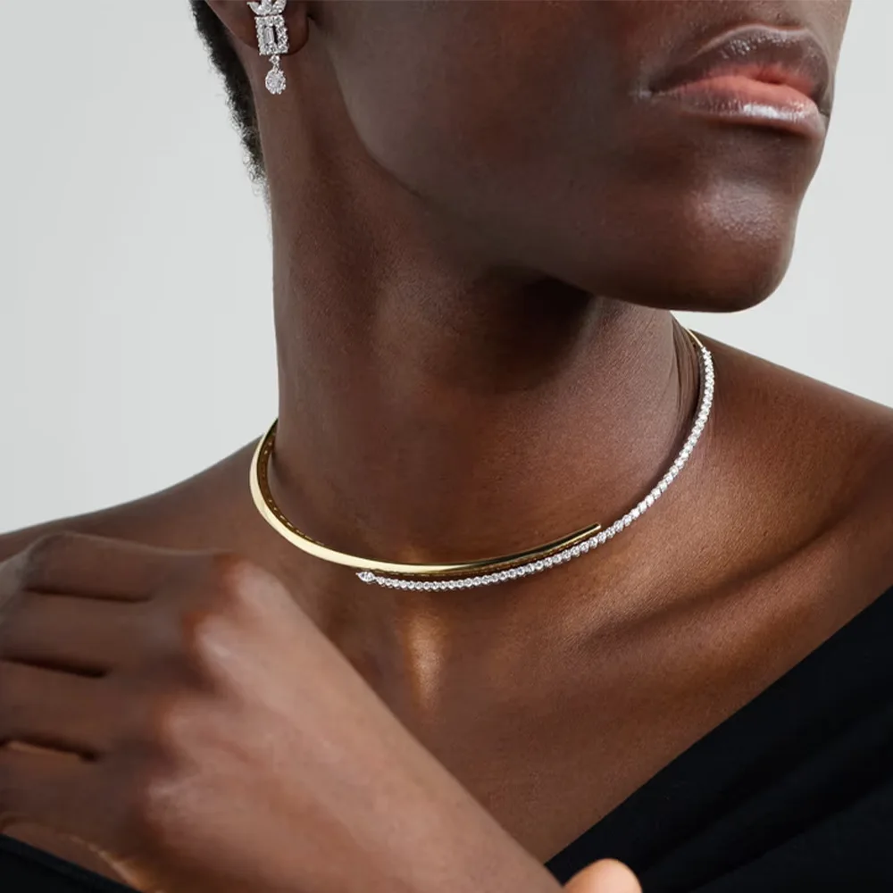 New Round Necklace for Women, High-end Rhinestone Clavicle Chain, Versatile Daily Accessories Necklace