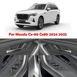 LHD RHD For mazda CX-80 CX80 2024 2025 interior Accessories ABS carbonfiber door handle bowl window rise switch galss lift panle
