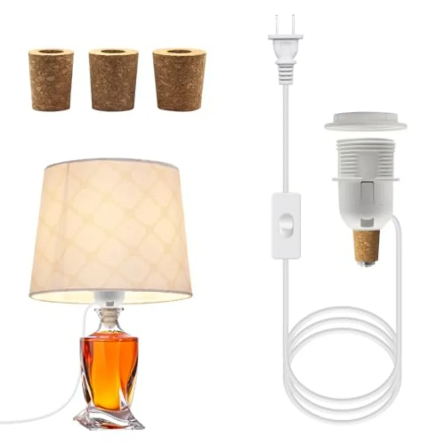 DIY Kit, Lamp Kits for Do it Yourself, E26 Edison Screw Holder Adaptor with 8 Feet Cord, Wine Table Kit, Lamp Making Kit, 3 Siz