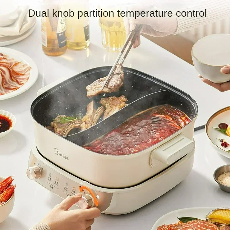 Electric Hot Pot 5.5L Multi Cooker Electric Frying Pan Double-flavor Chafing Dish Split-type Cooking Home Appliances for Kitchen