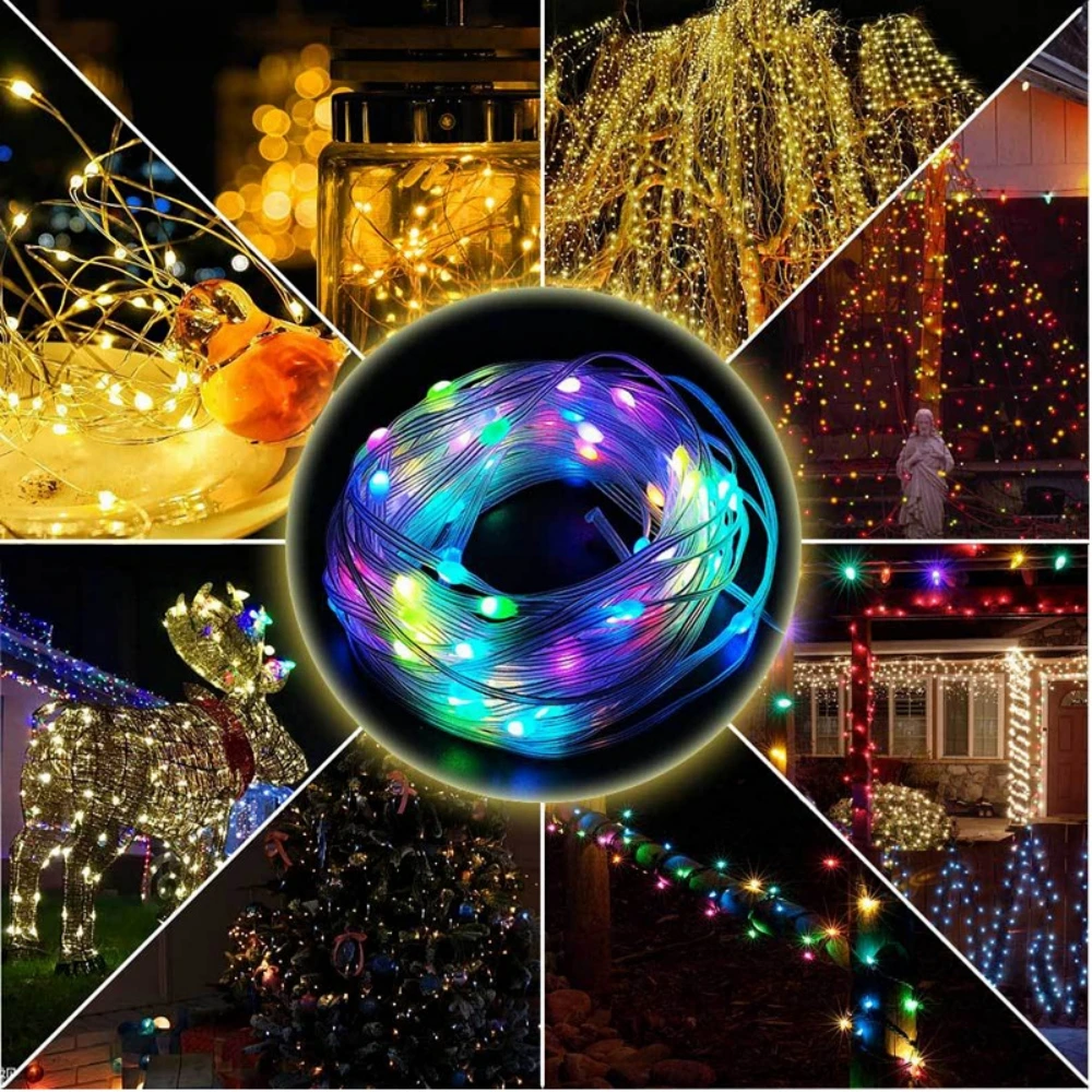 Imagem -02 - Impermeável Rgb Solar String Fairy Lamp Bluetooth App Control Decoração ao ar Livre do Casamento Festa da Guirlanda Luzes de Natal