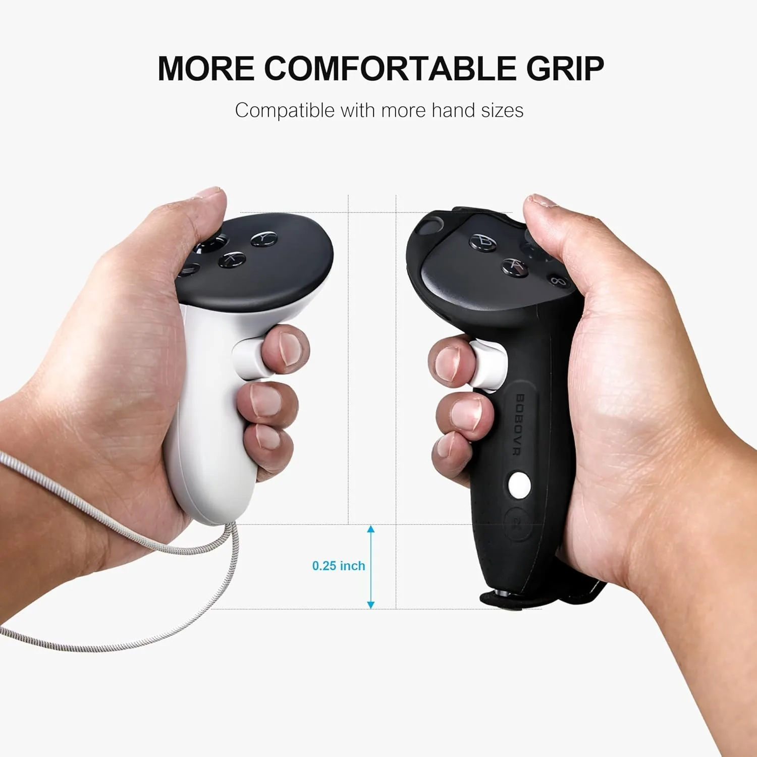 BOBOVR G3 Plus Controller Impugnature estese Cover Protezione controller in silicone compatibile con Meta/Oculus Quest 3/Quest 3S VR