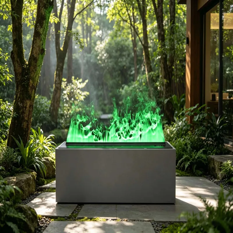 1.5m High Quality 3D LED Flame Built-In Metal Linear Mist Electric Fireplace Heater WiFi Water Vapor Energy-Saving Adjustable