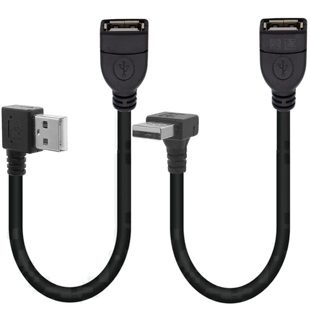 Câble d'extension USB 2.0 mâle vers 600, prise 90, droite, gauche, bas, haut, noir, 10cm, 20cm, 40cm