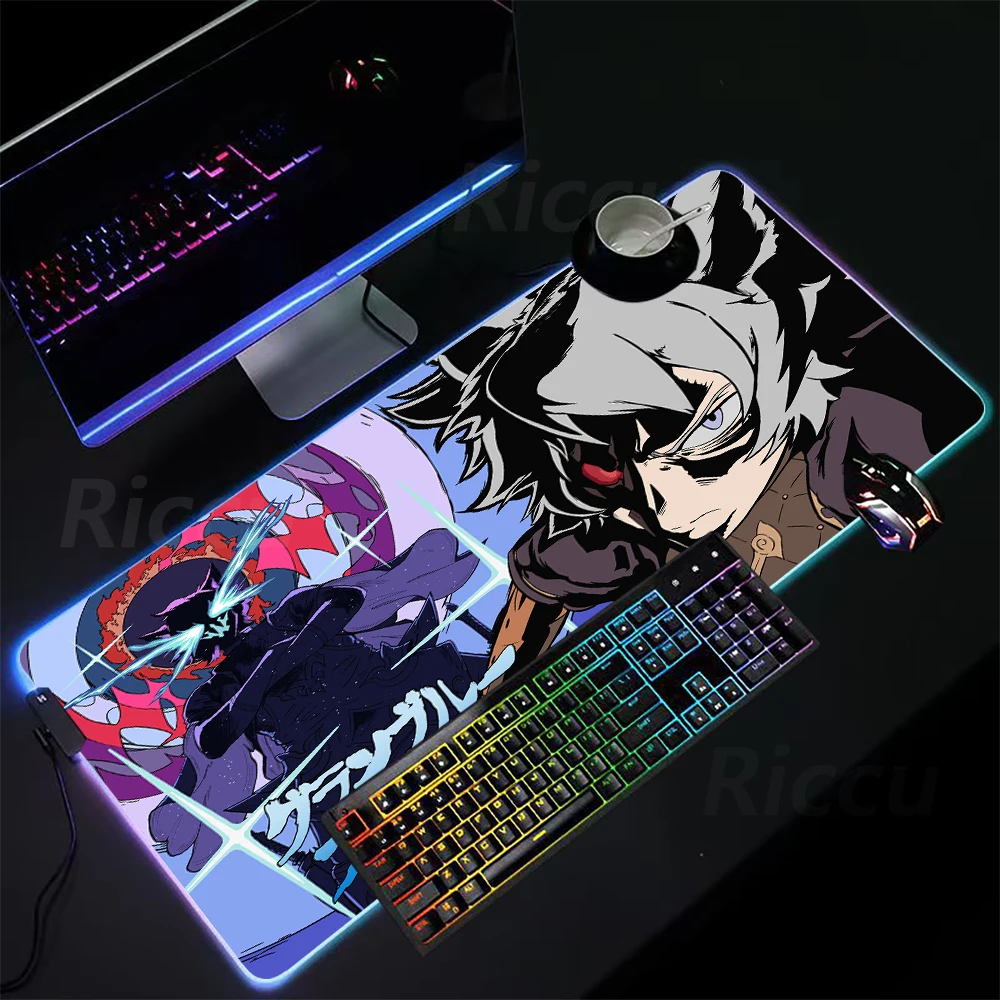 gurren lagann Anime LED mouse Pad PC Table mat High definition printing RGB Mouse Pad Desktop Large gaming accessories mouse pad