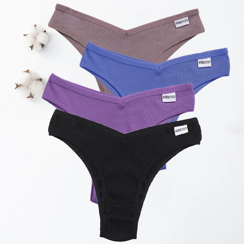 

New Women's Cotton Panties FINETOO Sexy Low Waist Female Underpants 9 Solid Colors Underwear Women Intimate Lingerie M-XL