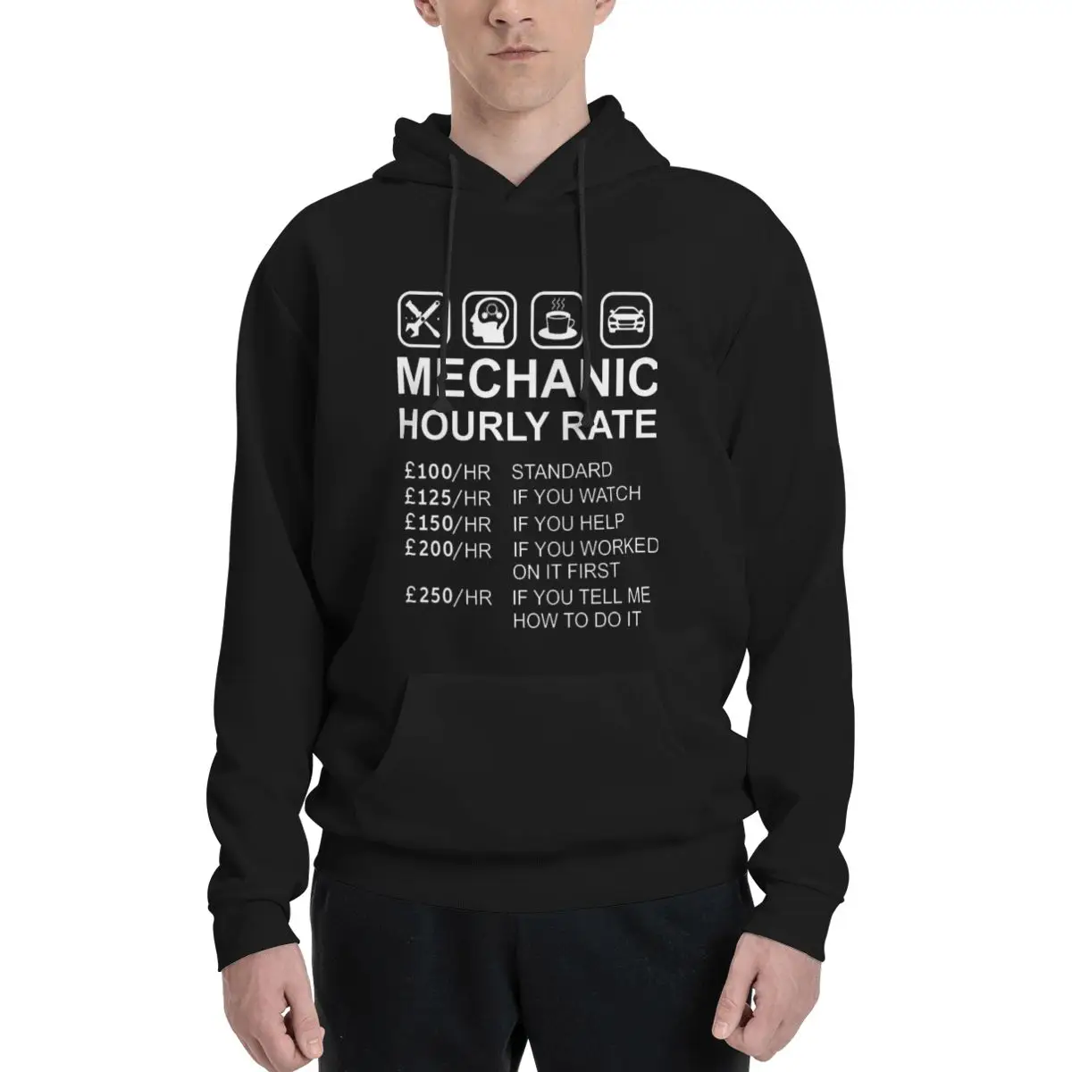 Mechanic Hourly Rate Gift For Car Mechanic Automobile Car Polyester Hoodie Men's sweatershirt Warm Dif Colors Sizes