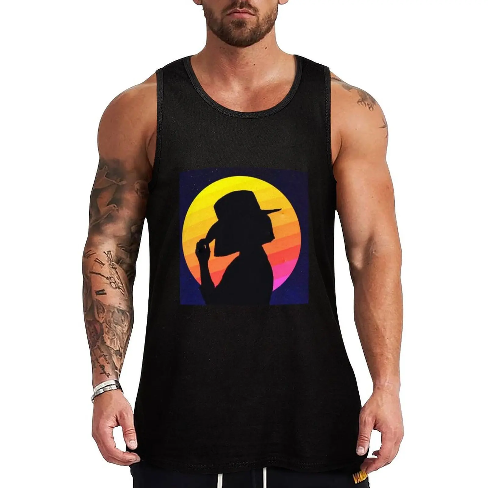 

Sia(sunset background) Tank Top Men's gym t-shirts mens gym clothes Men's summer clothes