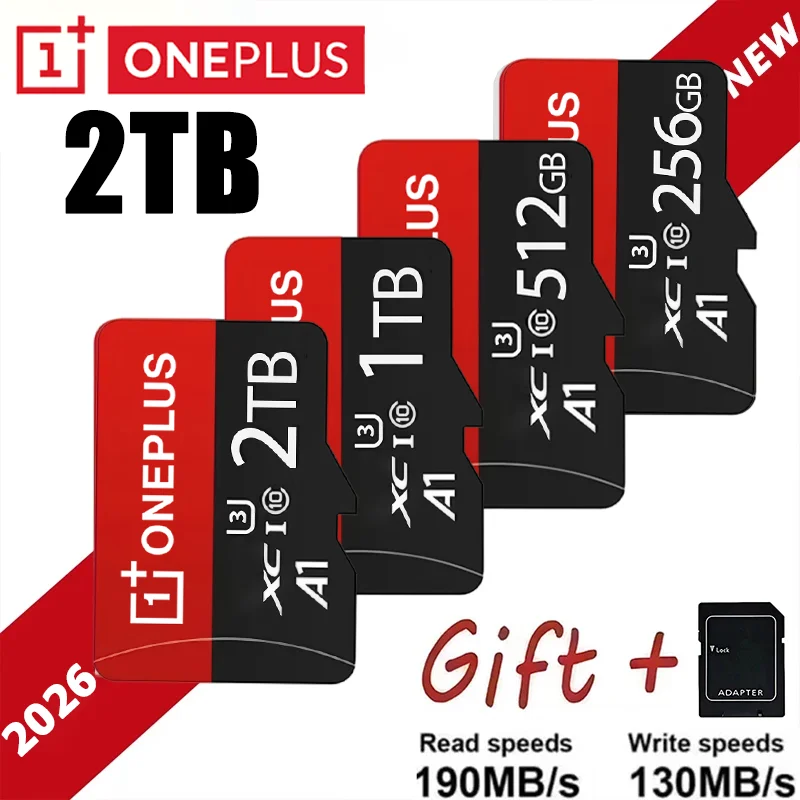 OnePlus 2TB Hochgeschwindigkeits-V30 A2 SD-Karte 512GB 256GB 128GB Speicherkarte 1TB Micro TF SD-Adapter für Smartphone/Tablet/PC Universell Einsetzbar