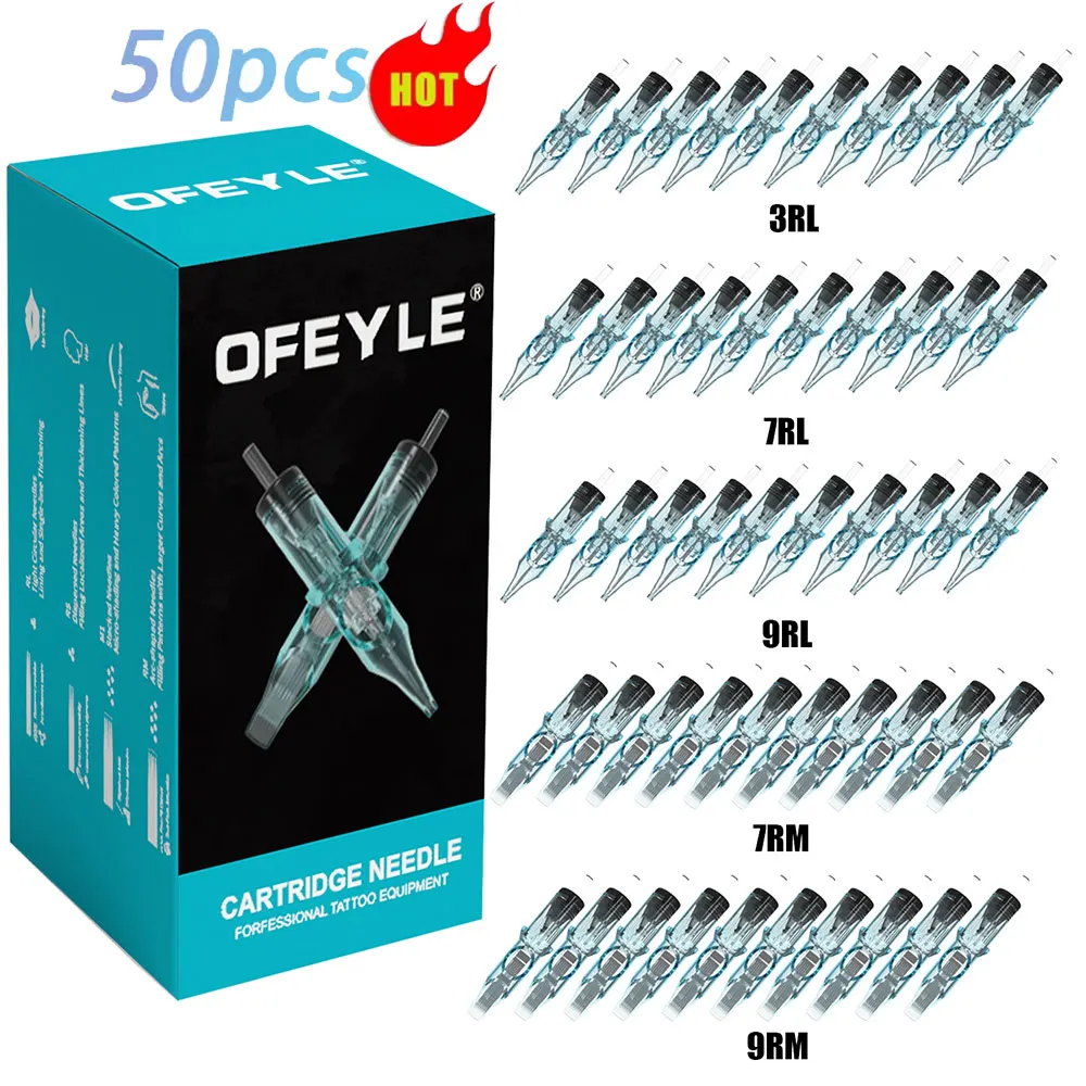 50PCS Mix Size Tattoo Cartridge Needles #12 0.35mm Disposable Sterilized Safety Tattoo Needle For Tattoo Machine