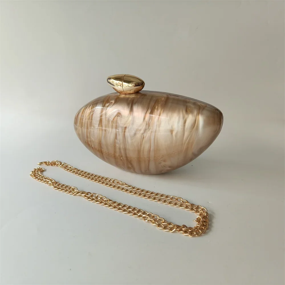 

Shell Brand Pearl Brown Marble Acrylic Box Clutches Evening Bag Wedding Party Female Mini Purse Evening Female Bridal Handbag