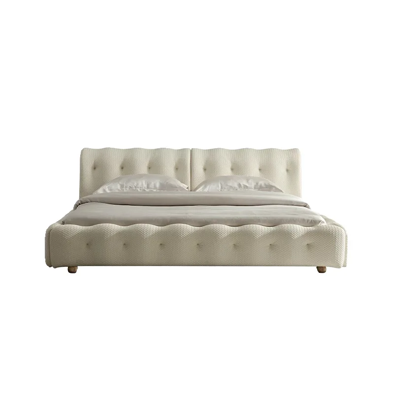 

Modern light luxury master bedroom knitted double bed simple villa cream wind bedroom floor