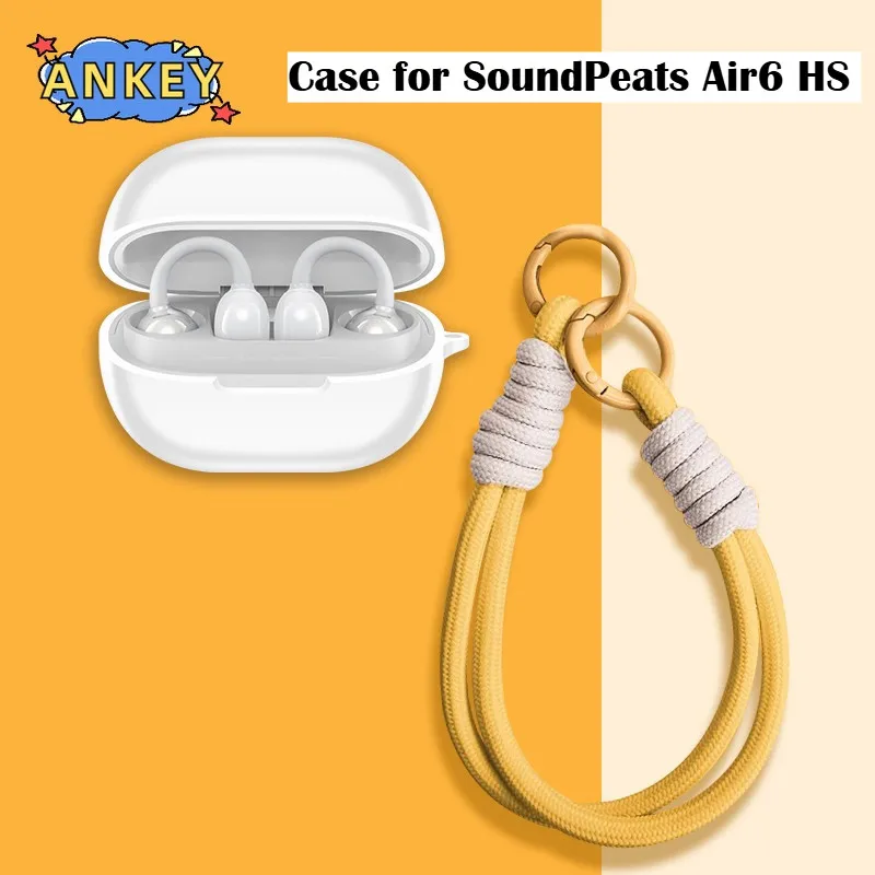 Suitable for SoundPeats Air6 HS Case Soft Silicone Protective Portable Scratch Shock Resistant Shell with Carabiner Lanyard