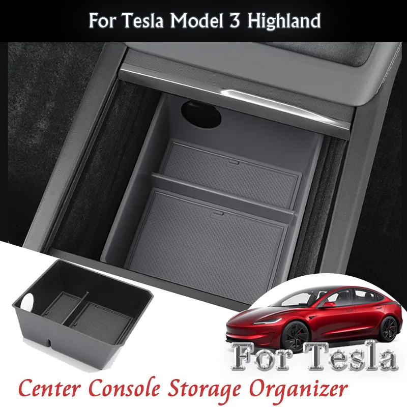 

Для Tesla Model 3 Highland 2024 2025 LHD автомобильная центральная консоль подлокотник ящик для хранения нескользящий органайзер коробка комплект аксессуаров
