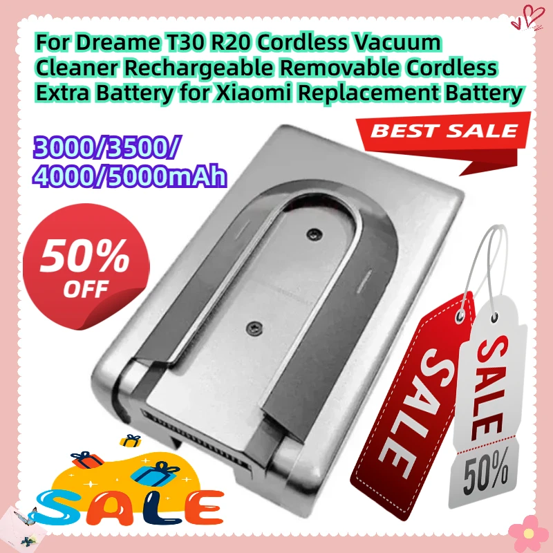 For Dreame T30 R20 Cordless Vacuum Cleaner Rechargeable Removable Cordless Extra Battery for Xiaomi 4000mAh Replacement Battery